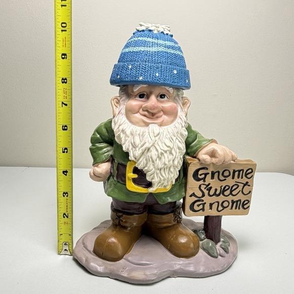 Garden Greater Gnome Sweet Gnome + Winter Hat 10" Outdoor Home Decor - Picture 9 of 13